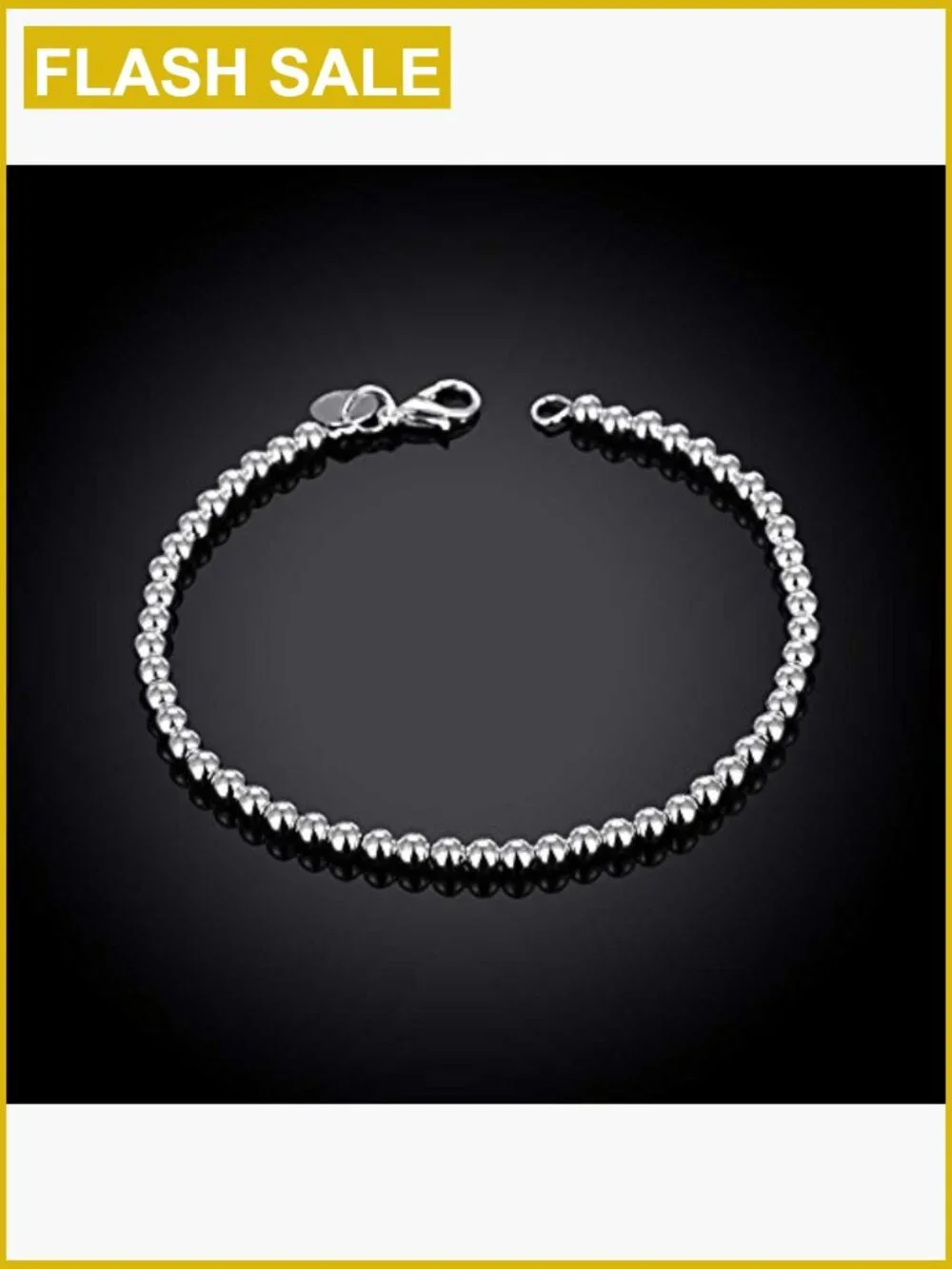 Sterling Silver 4mm Bead Ball Strand Bracelet - Handmade Chain Bracelet